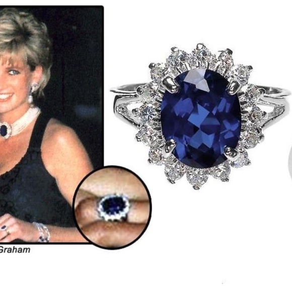 Princess Diana Sapphire Ring Copy. Vintage Sapphire Ring Copy. Size 9 - Picture 7 of 13